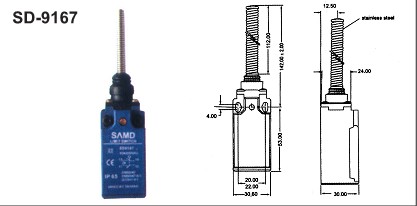 台湾SAMD山电,详细图片,安装尺寸,参数,价格,SD9167,SD-9167行程开关