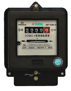 DD862-4型单相电能表,DD862 220V 5(20)A透明外壳AS 双向,单相电能表,上海人开关厂,SRK,上海一级总代理